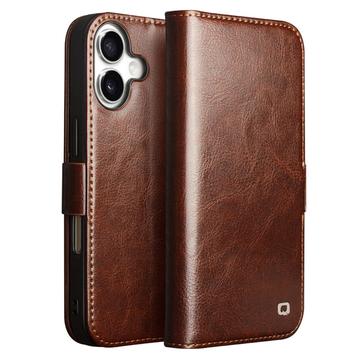 Husă Piele Portofel iPhone 17 - Qialino Classic - Maro Închis