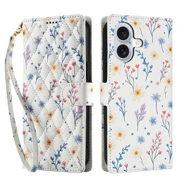 iPhone 17 Husă portofel cu motive florale rombice
