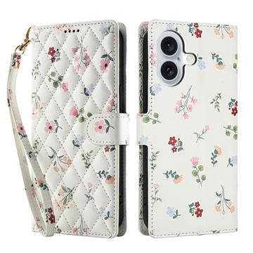 iPhone 17 Husă portofel cu motive florale rombice - Trandafiri