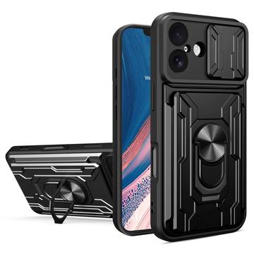 Husă Hibridă iPhone 17 cu Inel Rotativ cu Ecran pentru Cameră - Negru