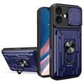 Husă Hibridă iPhone 17 cu Inel Rotativ cu Ecran pentru Cameră - Albastru