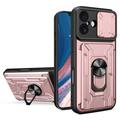 Husă Hibridă iPhone 17 cu Inel Rotativ cu Ecran pentru Cameră - Auriu Roze
