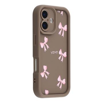 Husă TPU rezistentă la șocuri iPhone 17 cu margini ridicate - maro / fundă