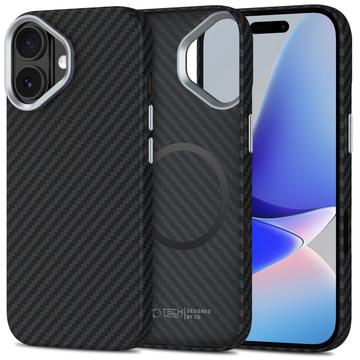 Husă din plastic iPhone 17 Tech-Protect Ion Carbon - compatibilă cu MagSafe - negru / argintiu