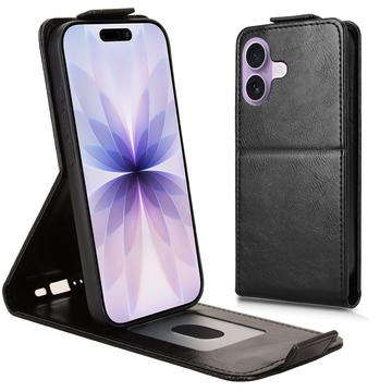 Husă verticală cu rabat și suport iPhone 17 - Negru