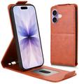 Husă verticală cu rabat și suport iPhone 17 - maro
