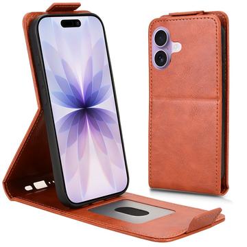 Husă verticală cu rabat și suport iPhone 17 - maro