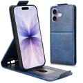 Husă verticală cu rabat și suport iPhone 17 - albastru închis