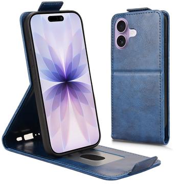 Husă verticală cu rabat și suport iPhone 17 - albastru închis