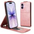 Husă verticală cu rabat și suport iPhone 17 - Auriu Roze
