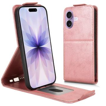 Husă verticală cu rabat și suport iPhone 17 - Auriu Roze