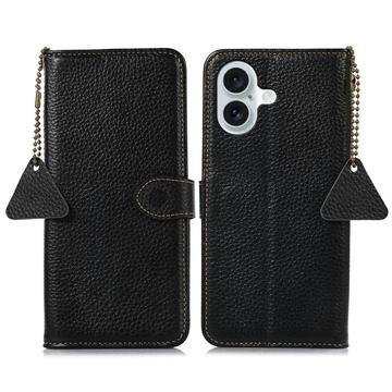 Husă Piele Portofel cu RFID iPhone 17 - Negru
