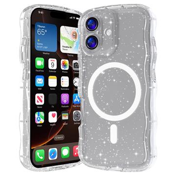 Husă MagSafe iPhone 17 Wave-Edge Laser Glitter - Transparent