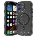 Husă MagSafe iPhone 17 Wave-Edge Laser Glitter - Negru translucid
