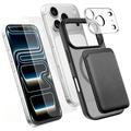 Set de protecție MagSafe 4-în-1 pentru iPhone 18 Pro Max cu suport pentru carduri - Negru