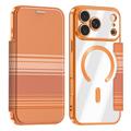 Husă magnetică elegantă iPhone 18 Pro Max cu clapetă și sloturi pentru carduri RFID - Portocaliu