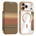 Husă magnetică elegantă iPhone 18 Pro cu clapetă și sloturi pentru carduri RFID - maro