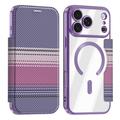 Husă magnetică elegantă iPhone 18 Pro cu clapetă și sloturi pentru carduri RFID - Violet