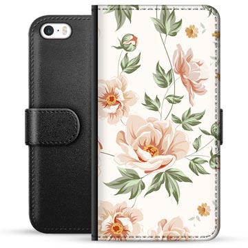 Husă portofel premium pentru iPhone 5/5S/SE - Florală