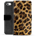 Husa portofel premium pentru iPhone 5/5S/SE - Leopard