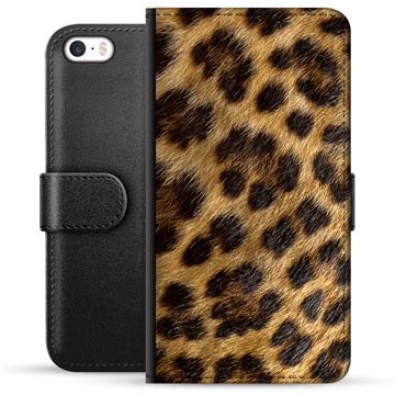 Husa portofel premium pentru iPhone 5/5S/SE - Leopard