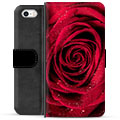 Husă portofel premium pentru iPhone 5/5S/SE - trandafir
