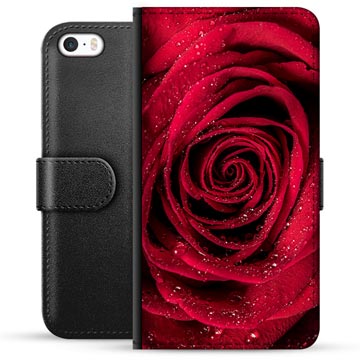 Husă portofel premium pentru iPhone 5/5S/SE - trandafir