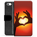 Husă Portofel Premium - iPhone 5/5S/SE - Silueta Inimii