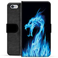 Husă Portofel Premium - iPhone 6 / 6S - Dragon din Foc Albastru
