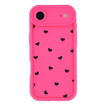 iPhone Air Husă TPU rezistentă la șocuri cu model de inimă și margini ridicate - Roz Intens