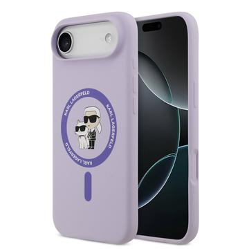 Husă MagSafe din silicon lichid iPhone Air Karl Lagerfeld Karl and Choupette - Violet