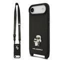 Husă iPhone Air - Karl Lagerfeld Saffiano Crossbody Metal Karl & Choupette - Negru