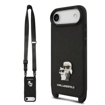 Husă iPhone Air - Karl Lagerfeld Saffiano Crossbody Metal Karl & Choupette - Negru