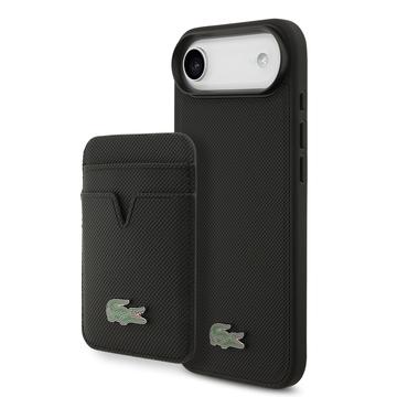 Husă MagSafe și suport magnetic pentru carduri iPhone Air Lacoste Iconic Petit Pique - Negru