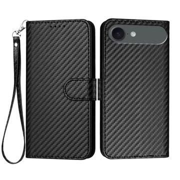 iPhone Air Husă portofel premium cu curea - fibra de carbon textură