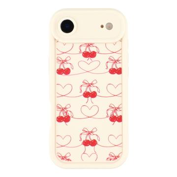 Husă TPU rezistentă la șocuri iPhone Air cu margini ridicate - Alb / Cireșe cu fundiță