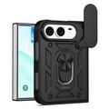 Husă Hibridă iPhone Duo cu Inel Rotativ cu Ecran pentru Cameră - Negru
