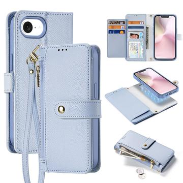 Husă portofel din piele cu husa magnetica iPhone 16e Dux Ducis Lawa - Albastru Deschis