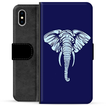 Husa portofel premium pentru iPhone X / iPhone XS - Elefant