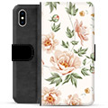 Husă portofel premium pentru iPhone X / iPhone XS - Florală