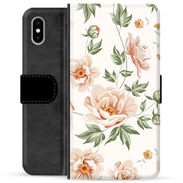 Husă portofel premium pentru iPhone X / iPhone XS - Florală