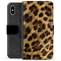 Husa portofel premium pentru iPhone X / iPhone XS - Leopard