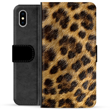 Husa portofel premium pentru iPhone X / iPhone XS - Leopard