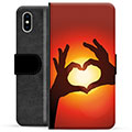 Husă Portofel Premium - iPhone X / iPhone XS - Silueta Inimii