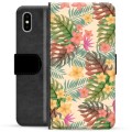Husă Portofel Premium - iPhone X / iPhone XS - Flori Roz