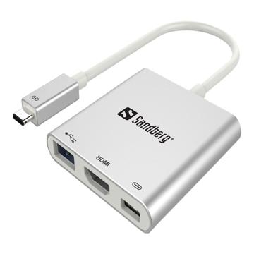 Sandberg USB-C HDMI USB Adaptor - Alb
