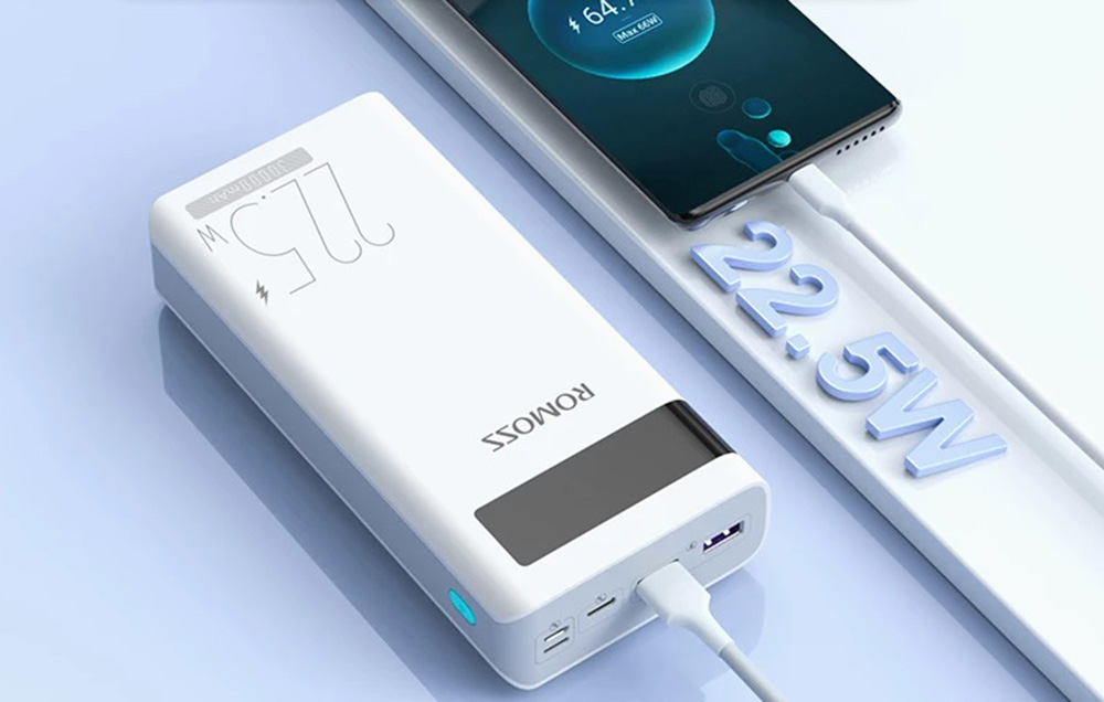 Romoss Sense 8PF Power Bank 30000mAh - 22.5W, PD, QC, FCP - Alb