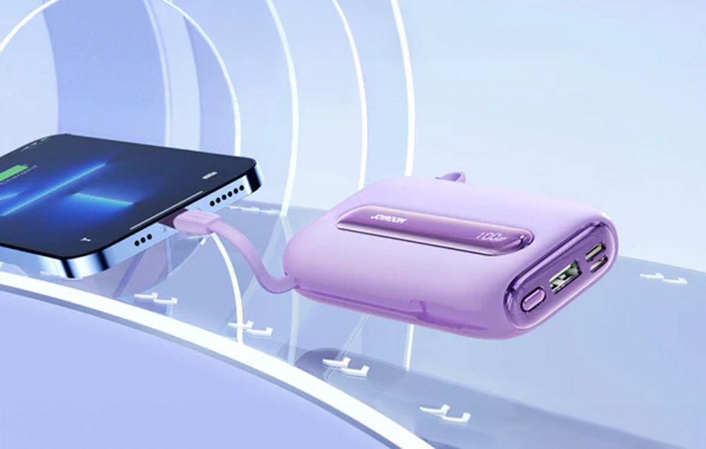 Joyroom JR-L012 Plus 20000mAh Power Bank w. USB-C, cabluri Lightning - 22.5W - Violet