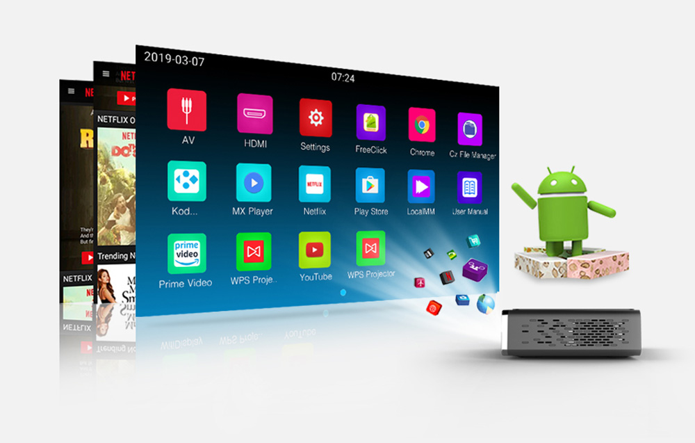 Byintek R15 Mini proiector wireless Byintek R15 - Mod 3D, Android - Negru