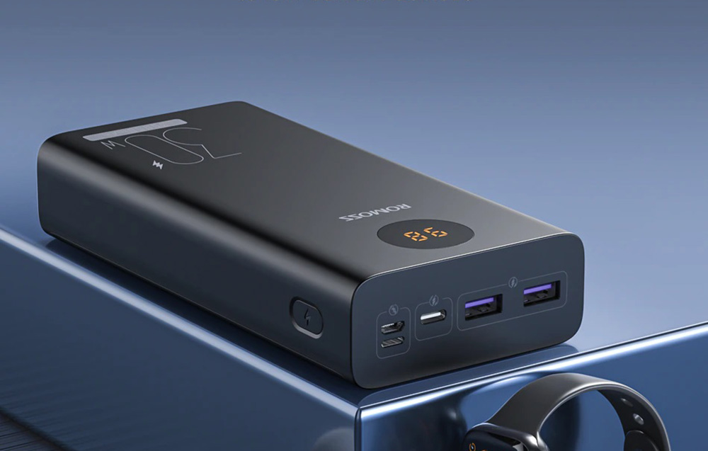 Romoss PEA30 Power Bank 30000mAh - USB-C, porturi USB - negru